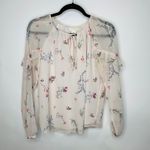 Saint Tropez West St. Tropez West Pink Floral Silk Blouse Ruffle Sleeve Sz Small Photo 4