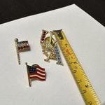 Lot Of 3 American Patriotic Brooch / Lapel Tack Pins Flag USA 2 Are Rhinestone Photo 4