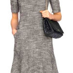 LK Bennett Cynthia Tweed Dress Pockets Flounce Hem Black White Size 8 EUC Photo 0