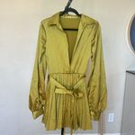 House Of CB  'Allegra' Chartreuse Pleated Shirt Dress NWOT size XL Tall‎ Photo 3