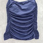 DKNY Blue Scrunch Drape Stretch Padded Swimwear Tankini Tank Top Medium M 10 Photo 3