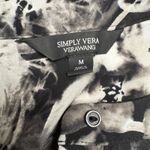 Vera Wang Simply Vera Womens Black Floral Print Button Front Shirt Dress Size M Photo 2