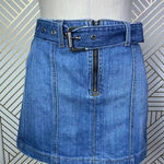 Carmar Belted Zip Front Denim Jean Mini Skirt in‎ Blue Size US 27 Photo 0