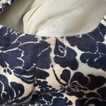 Carmen Marc Valvo  Blue Floral Beaded Boatneck Linen  Mini Dress‎ Size 8 Guest Photo 12