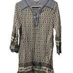 Kori America Dress Size Small Long Bell Sleeve Bohemian Black Tan Geometric Photo 0