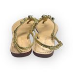 Trina Turk Mystique x  𖦹 Ankle Strap Thong Crystal Sandal 𖦹 Natural Leather 7M Photo 3