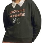 Anthropologie Maeve XL Ruth Bonne Année Varsity Crew sweatshirt SP 2752 Photo 0