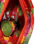 Quilted Floral Clutch Purse Red Plaid Strap Shoulder Bag Cosmetic Pouch Photo 2