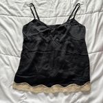 Lands' End Vintage Y2K Womens Large Brat Tank Top Cami Black Lace Fairy 100% Silk Babydoll Photo 0