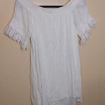 Xhilaration Size Large L White Fringe Sleeve Embroidered Long Shirt Dress boho Photo 1