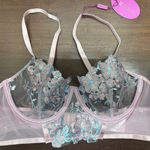 Avidlove  NWT Size Medium Pink Blue Sheer Lace Floral Underwire Lingerie Bra Photo 0