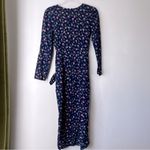 Vintage 90s Knapp Studio Blue Floral Wrap Midi Dress S Photo 2