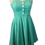 Sara U.S.A Vintage Retro Pin Up Halter Dress Green and white polkdot size large Photo 3