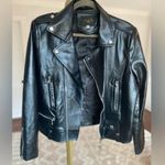 None Classic Black Faux Leather Moto Jacket Edgy Streetwear Rocker Downtown Grunge Photo 2