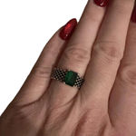 NWOT Green Zircon Emerald Cut Ring – Adjustable Mesh Band Size 6 Photo 9