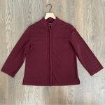 Eileen Fisher 100% Wool Boucle Knit Button Front Stand Collar Top in Cranberry S Photo 7