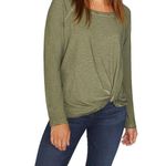 Sanctuary Wmn's Tee Cadet Green Long Sleeve Knotted Front Space-dye Twist Top XS Photo 1