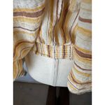 Anthropologie ‎ Shirt Women Ivory Striped Cotton Batwing Sleeve Tie Front Blouse Photo 7