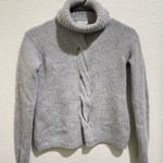 Garnet Hill Womens Sweater XS Gray Grey 100% Cashmere Turtleneck Cable Cozy Soft Photo 0