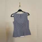 Talbots  Gingham Peplum Hem Sleeveless Top in Navy & White Size 2 NWT Photo 2