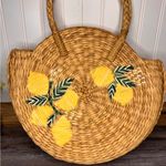 J Jill Lemon Braided Market Woven Rattan Basket Circle Round Purse Handbag NWT Yellow Photo 3