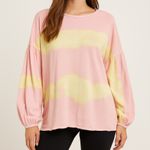 Free People  Sunwashed Tie-Dye Slouchy Balloon Sleeve Pullover Size S Photo 0