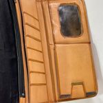 Vintage Handmade Tooled Tan Leather Wallet Clutch w/ Mirror Photos Mexico Aztec Photo 3