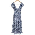 AQUA  Maxi Dress Womens Size Small Gown Blue White Tiered Metallic Formal NEW Photo 1