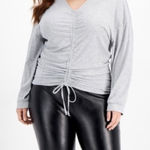 Derek Heart Gray Ruched Long Sleeve Top 2X Photo 0