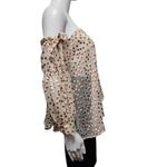 ASTR The Label Jillian Beige Dot Burnout Off Shoulder Blouse Size Medium Photo 4