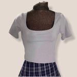 NWOT Square Neck Ribbed Gray Crop Tee Size XS Photo 0