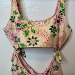 Aerie Real Good Cheeky One Piece Side Tie Cut Out Floral Swimsuit Size Medium Photo 1
