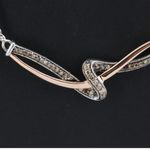 STERLING SILVER 925 & 10K ROSE GOLD FANCY BROWN GENUINE DIAMOND PLAQUE NECKLACE Photo 8