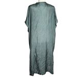 Oysho Silk Embroidered Kaftan Dress Size S Green V Neck Light Slightly Sheer NEW Photo 4