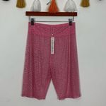 For Love & Lemons NWT  Kiara Mesh Rhinestone Pink Biker Shorts Size Large Photo 1