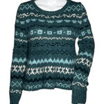 Free People  Through the Storm‎ Sweater Sea Blue Fair Isle Knit Long Sleeve Photo 0