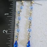 Vintage Art Deco Vibes Silver and Blue Crystal Necklace and Earrings Set Photo 9