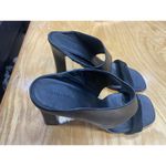 Vince  Vero Cuoio Quinn Women 11M Black Leather Slip-On Open Toe Block Heel Mules Photo 3