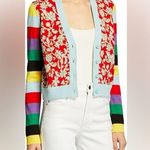 Alice + Olivia  Cardigan Minako‎ Multipattern V-Neck Button Front Floral Sweater Photo 0