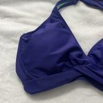 Athleta Women’s Bikini Top Size 32D or 32DD Blue Halter Tie Neck Underwire Photo 2