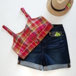 American Eagle  Outfitters Red Plaid Crop T… Photo 7