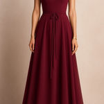 Marchesa Notte Bridesmaid Burgundy Valentia Long Gown ALine Straps Womens Size 8 Red Photo 0