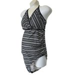 Motherhood Maternity  Black & Cream Striped One-Piece Halter Swimsuit (L) Photo 3