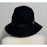 None Black Wool Cloche Hat with Band Winter Fall Fashion Hat Floppy Boho Gold Accents Photo 9