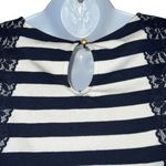 The Limited  Navy/White Striped Lace Floral Trim‎ Sleeveless Top EUC Size  SP Photo 6