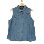 Harley Davidson Vintage  Sleeveless Denim Shirt Size XL Photo 0