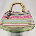 Tianni Ribbon Handbag Purse Bamboo Handles Mini Tote colorful bag Spring Easter Green Photo 0