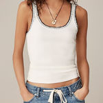 J. Crew Ribbed Tank with Contrast Size Small White Photo 0
