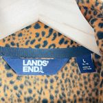 Lands’ End Women's Fleece Quarter Zip Pullover Size Large Burnt Caramel Leopard Orange Photo 3