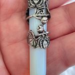 Wire wrapped opalite lotus sword pendant, chakra, amulet, meditation White Photo 1